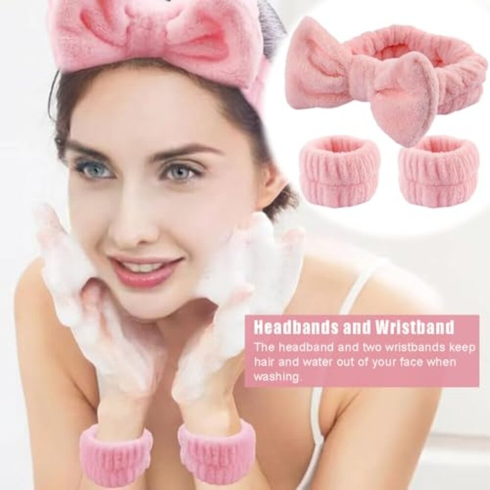 Skincare Headband Set With Facial Brushes Shampoo Tool Spa Essentials View 3
